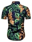 cheap Men&#039;s Summer Hawaiian Shirts-Men&#039;s Shirt Button Up Shirt Casual Shirt Summer Shirt Beach Shirt Dark Blue Short Sleeve Flower / Plants Shirt Collar Outdoor Going out Print Clothing Apparel Streetwear Stylish Casual