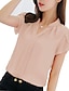 billige Bluser og trøjer til kvinder-Dame Skjorte Bluse Hvid Lys pink Rød Vanlig Kortærmet Arbejde Afslappet Basale Elegant V-hals Normal Tynd S