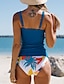 preiswerte Tankinis-Damen Normal Badeanzug Tankini 2 Stück Kurze Hosen Bademode 2 teilig Feste Farbe Strandbekleidung Sommer Badeanzüge
