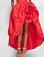 Недорогие Коктейльные платья-Коктейльное платье трапеции, красные, зеленые платья, платье в стиле знаменитостей, праздничная одежда, свадебная вечеринка, асимметричное атласное платье без бретелек без рукавов с цветком на плечах