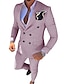 Недорогие Костюмы-Серебристые, белые, розовые мужские костюмы для выпускного вечера, свадебные костюмы, клетчатый костюм из 2 предметов, стандартный крой, двубортный, с шестью пуговицами, 2024