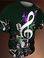 abordables camiseta 3d para hombre-Hombre Camiseta Tee Graphic Notas musicales Cuello Barco Ropa Impresión 3D Exterior Casual Manga Corta Estampado Vintage Moda Design