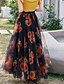 billige Chiffon skjørt-kvinners swing langt skjørt midiskjørt blonder lagdelt trykk blomster ensfarget daglig dato vår &amp;amp; sommer elegant lang sommer svart rosa blå oransje