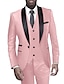 voordelige Tuxedo -pakken-roze koningsblauw hemelsblauw heren bruiloft gala smoking 3-delige sjaalkraag effen kleur standaard pasvorm enkele rij knopen met één knop 2024