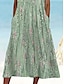 baratos Arte &amp; Design Vestidos-Vestido Midi Feminino Vestido de Alça Floral Gráfico Com Pregas Bolso Gola Redonda Diário Férias Sem Mangas Verão Primavera
