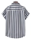 cheap Men&#039;s Button Up Shirts-Men&#039;s Button Up Shirt Summer Shirt Casual Shirt Black Short Sleeve Stripe Shirt Collar Outdoor Going out Print Clothing Apparel Streetwear Stylish Casual