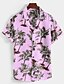 cheap Men&#039;s Printed Shirts-Men&#039;s Shirt Summer Hawaiian Shirt Graphic Coconut Tree Hawaiian Aloha Design Collar Light Pink Black White Purple Green Outdoor Street Short Sleeve Button-Down Clothing Apparel Hawaiian Designer