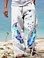 preiswerte Bedruckte Hosen-Herren Hose Hosen Sommerhosen Strandhose Kordelzug Elastische Taille 3D-Druck Grafik-Drucke Feder Komfort Casual Täglich Festtage Strassenmode Hawaiianisch Weiß Khaki
