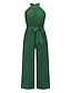 cheap Party Dresses-Jumpsuits Party Dresses Elegant Dress Wedding Guest Holiday Ankle Length Sleeveless Halter Neck Chiffon with Pleats Strappy 2024