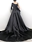 Χαμηλού Κόστους Βραδινά Φορέματα-γοργόνα μαύρο φόρεμα βραδινό φόρεμα λάμψη&amp;amp; γυαλιστερό φόρεμα γάμου Halloween court τρένο μακρυμάνικο έναν ώμο αφρικανική αμερικανική παγιέτα με σκίσιμο πούλιες 2024