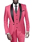 billige Tuxedo dragter-pink kongeblå himmelblå smoking til mænds bryllup prom 3-delt sjalkrave ensfarvet standard pasform enkeltradet en-knaps 2024