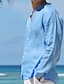 お買い得  コットンリネンシャツ-男性用 リネンシャツ サマーシャツ ビーチシャツ ホワイト ライトグリーン ブルー 長袖 平織り カラー 春夏 ハワイアン 祝日 衣類