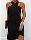 cheap Plain Dresses-Women&#039;s Plain Backless Halter Neck Mini Dress Daily Beach Sleeveless Summer Spring