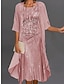 ieftine design seturi de rochii-Pentru femei Set de rochii din doua piese Rochie casual Rochii din Șifon În aer liber Zilnic Șic Stradă Modern Imprimeu Rochii Midi Stil Nautic Manșon Jumate Simplu Imprimeu Potrivire Largă Roz