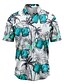 cheap Hawaiian Shirts-Men&#039;s Shirt Summer Hawaiian Shirt Graphic Prints Beer Leaves Turndown Blue Green Gray Street Casual Short Sleeves Button-Down Print Clothing Apparel Tropical Fashion Hawaiian Designer