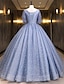 Χαμηλού Κόστους Φορέματα Δεκάτων Πέμπτων Γενεθλίων-Βραδινή τουαλέτα Φορέματα Quinceanera Πριγκίπισσα Φόρεμα Επίδοση Κουινσανέρα Μακρύ Κοντομάνικο Λαιμόκοψη V Polyester με Πούλιες 2024
