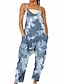cheap Jumpsuits Clearance-Women&#039;s Jumpsuit Pocket Print Floral V Neck Streetwear Street Daily Regular Fit Sleeveless Black Light Green Royal Blue S M L Summer