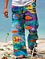 cheap Printed Pants-Men&#039;s Trousers Summer Pants Beach Pants Drawstring Elastic Waist 3D Print Graphic Prints Fish Ocean Comfort Casual Daily Holiday Cotton Blend Streetwear Hawaiian Red Blue