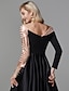 olcso Estélyi ruhák-báli ruha fekete ruha vintage quinceanera formális estélyi földig érő hosszú ujjú vállról szatén flitterrel 2024
