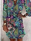 cheap Print Dresses-Women&#039;s Paisley Print V Neck Midi Dress Bohemia Daily Summer Spring