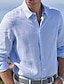 cheap Cotton Linen Shirt-Men&#039;s Linen Shirt Casual Shirt Summer Shirt Beach Shirt White Pink Blue Long Sleeve Plain Lapel Spring &amp; Summer Hawaiian Holiday Clothing Apparel Basic