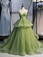 זול שמלות מפוארות-נשף שמלות Quinceanera אלגנטית שמלה הצגה יום הולדת 16 שובל קורט ללא שרוולים רצועות ספגטי טול עם קפלים 2024