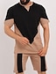 お買い得  メンズＴシャツセット-男性用 ショーツとTシャツのセット カラーブロック クルーネック カジュアル 日常 半袖 2個 衣類 スタイリッシュ 現代コンテンポラリー 快適
