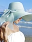 baratos Chapéus de mulher-1 peça chapéu de palha feminino de 5,5 polegadas com laço grande, flexível e dobrável, boné de praia chapéu de sol upf 50