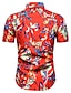 baratos camisas havaianas de verão masculinas-Homens Camisa Social camisa de botão Camisa casual camisa de verão camisa de praia Vermelho Roxo Manga Curta Floral Colarinho de Camisa Ao ar livre Para Noite Imprimir Roupa Roupa de rua à moda Casual