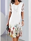 Χαμηλού Κόστους Print Φορέματα-Γυναικεία Φόρεμα ριχτό Φλοράλ Δαντέλα Κουρελού Στρογγυλή Ψηλή Λαιμόκοψη Δαντελένιο μανίκι Μίντι φόρεμα Καθημερινά Ημερομηνία Κοντομάνικο Καλοκαίρι