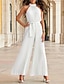 זול שמלות NYE-אוברול שמלות מסיבה אלגנטית שמלה אורחת חתונה חגים באורך הקרסול ללא שרוולים צוואר הלטר שיפון עם קפלים רצועות 2024