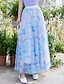 billige Chiffon skjørt-kvinners swing langt skjørt midiskjørt blonder lagdelt trykk blomster ensfarget daglig dato vår &amp;amp; sommer elegant lang sommer svart rosa blå oransje