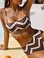 cheap Bikini Sets-Women&#039;s Swimwear Bikini Normal Swimsuit 2 Piece Printing Lines / Waves Brown Bathing Suits Sports Beach Wear Summer