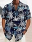 tanie Męska koszula hawajska-Męskie Codzienna koszula Letnia koszula Koszula plażowa Koszula hawajska Biały Koniczyna Khaki Krótki rękaw Drzewo kokosowe Klapa Wiosna i lato Hawajskie Święto Odzież Nadruk