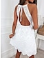 cheap Plain Dresses-Women&#039;s White Dress Plain Backless Strap Mini Dress Daily Date Sleeveless Summer Spring