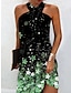 olcso Mintás ruhák-Női Pamut Virágos Nyomtatott Flitter Kötőfék nyaka Mini ruha Szexi Napi Randi Ujjatlan Nyár Tavasz
