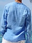 billige Bomuldslinnedskjorte-Herre linned skjorte Sommer skjorte Strandtrøje Hvid Lysegrøn Blå Langærmet Vanlig Krave Forår sommer Hawaiiansk Ferie Tøj