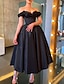 olcso Ruhák végzős bálra-egysoros báli fekete ruha vintage ruha maskarás esküvői party tea hosszú ujjú, vállról lefelé esküvői vendég szatén 2024-es