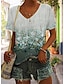 olcso Női pólók-Női Póló Grafika Nyomtatott Napi Hétvége Alap Rövid ujjú V-alakú Sötétkék