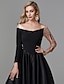 olcso Estélyi ruhák-báli ruha fekete ruha vintage quinceanera formális estélyi földig érő hosszú ujjú vállról szatén flitterrel 2024