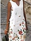 cheap Print Dresses-Women&#039;s Linen Shift Dress Tank Dress Floral Print V Neck Midi Dress Daily Vacation Sleeveless Summer Spring