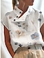 preiswerte Blusen und Hemden für Damen-Damen Hemd Bluse Rollkragenhemd Blumen Taste Bedruckt Casual Festtage Basic Kurzarm Stehkragen Weiß