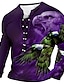 cheap Men&#039;s Henley T Shirt-Lace Up Mens 3D Shirt For Halloween | Purple Winter Cotton | Graphic Animal Eagle Fashion Designer Comfortable Men&#039;S 3D Print Tee Casual Daily Going Out Black Red Blue Long Sleeve