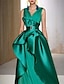 Χαμηλού Κόστους Βραδινά Φορέματα-Γραμμή Α Βραδινά φορέματα Κομψό Φόρεμα Επίσημο Επισκέπτης γάμου Μακρύ Αμάνικο Λαιμόκοψη V Σιφόν με Ζώνη Βολάν 2024