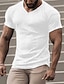 お買い得  メンズカジュアルTシャツ-男性用 Tシャツ リブニットTシャツ ティートップ 平織り Ｖネック ストリート バケーション 半袖 衣類 デザイナー ベーシック 現代コンテンポラリー