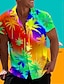 cheap Men&#039;s Plus Size Shirts-Men&#039;s Shirt Summer Hawaiian Shirt Gradient Coconut Tree Graphic Prints Turndown Black Blue Purple Green Rainbow Casual Hawaiian Short Sleeve Print Button-Down Clothing Apparel Tropical Fashion