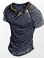 tanie Męskie koszulki casual-Męskie Podkoszulek Koszula Henley Fajna koszula Równina Wąski plisowany Henley Ulica Urlop Krótkie rękawy Plisowany rękaw Odzież Designerskie Podstawowy Współczesny współczesny