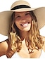ieftine Pălării Damă-1 buc pălărie de paie pentru soare pentru femei cu boruri largi upf 50 pălărie de vară pliabilă, pliabilă, pălării de plajă pentru femei