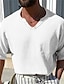 cheap Cotton Linen Shirt-Men&#039;s Linen Shirt Summer Shirt Black White Yellow Short Sleeve Plain V Neck Spring &amp; Summer Hawaiian Holiday Clothing Apparel