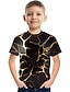 baratos camisetas 3d menino-Infantil Para Meninos Camisa Camiseta Manga Curta Impressão 3D Gráfico 3D impressão Estampa Colorida Crewneck Unisexo Amarelo Claro Azul Céu Azul marinho Crianças Blusas Verão Básico Moda de Rua